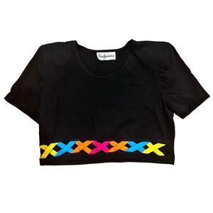 Vintage 90’s Colorful Lattice Crop Top